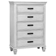 Tampa Furniture Outlet - Coaster - Franco 5-drawer Bedroom Chest Distressed White - 205335