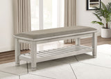 Franco Fabric Upholstered Bench with Shelf Distressed White - Tampa Furniture Outlet