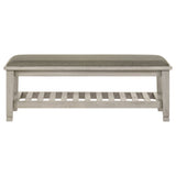 Franco Fabric Upholstered Bench with Shelf Distressed White - Tampa Furniture Outlet