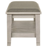 Franco Fabric Upholstered Bench with Shelf Distressed White - Tampa Furniture Outlet