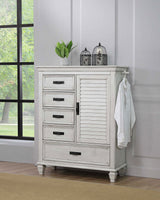 Tampa Furniture Outlet - Coaster - Franco 5-drawer Door Chest Distressed White - 205338