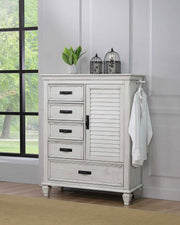 Tampa Furniture Outlet - Coaster - Franco 5-drawer Door Chest Distressed White - 205338