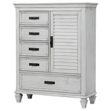Franco 5-drawer Door Chest Distressed White - Tampa Furniture Outlet