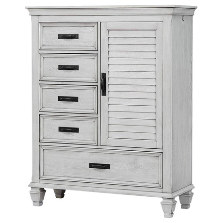 Franco 5-drawer Door Chest Distressed White - Tampa Furniture Outlet