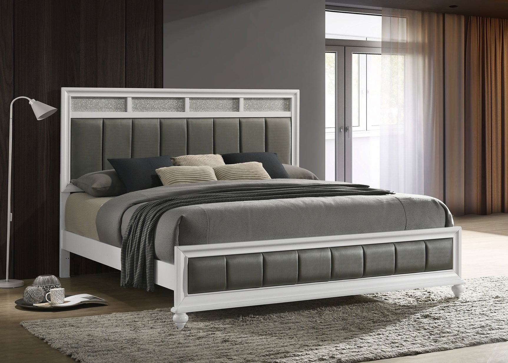 Barzini Wood Eastern King Panel Bed White - Tampa Furniture Outlet