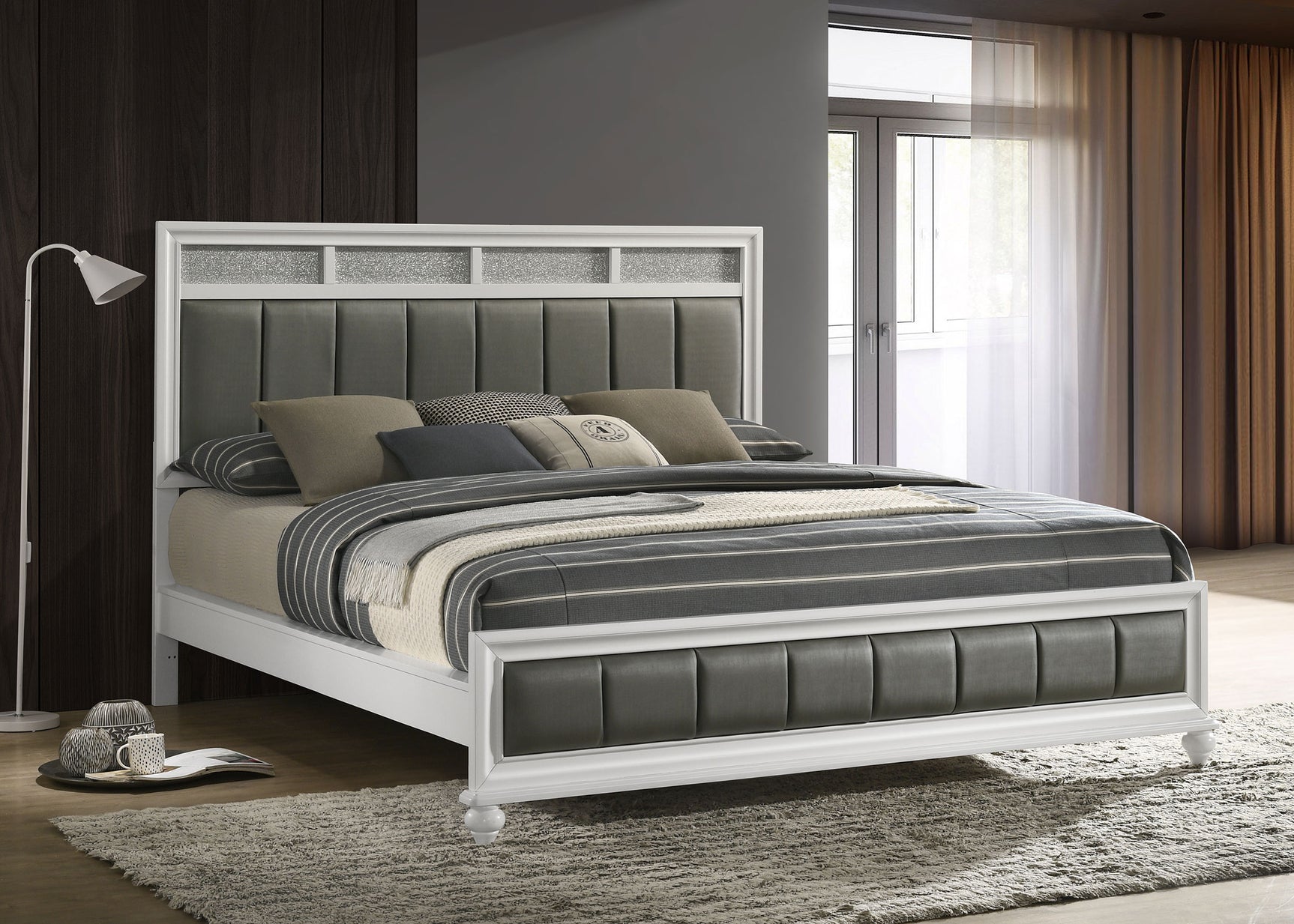 Barzini Wood California King Panel Bed White - Tampa Furniture Outlet