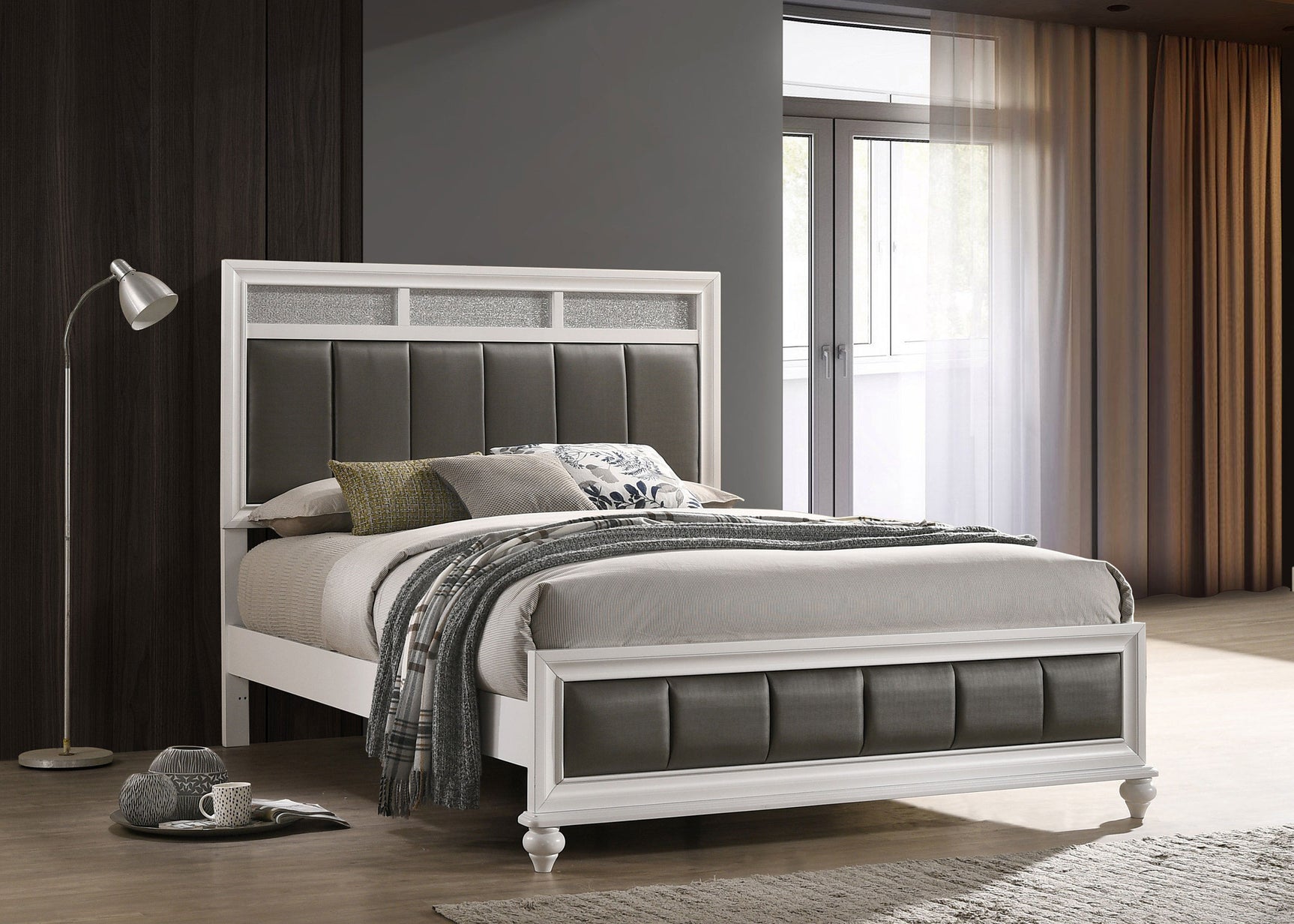 Barzini Wood Queen Panel Bed White - Tampa Furniture Outlet