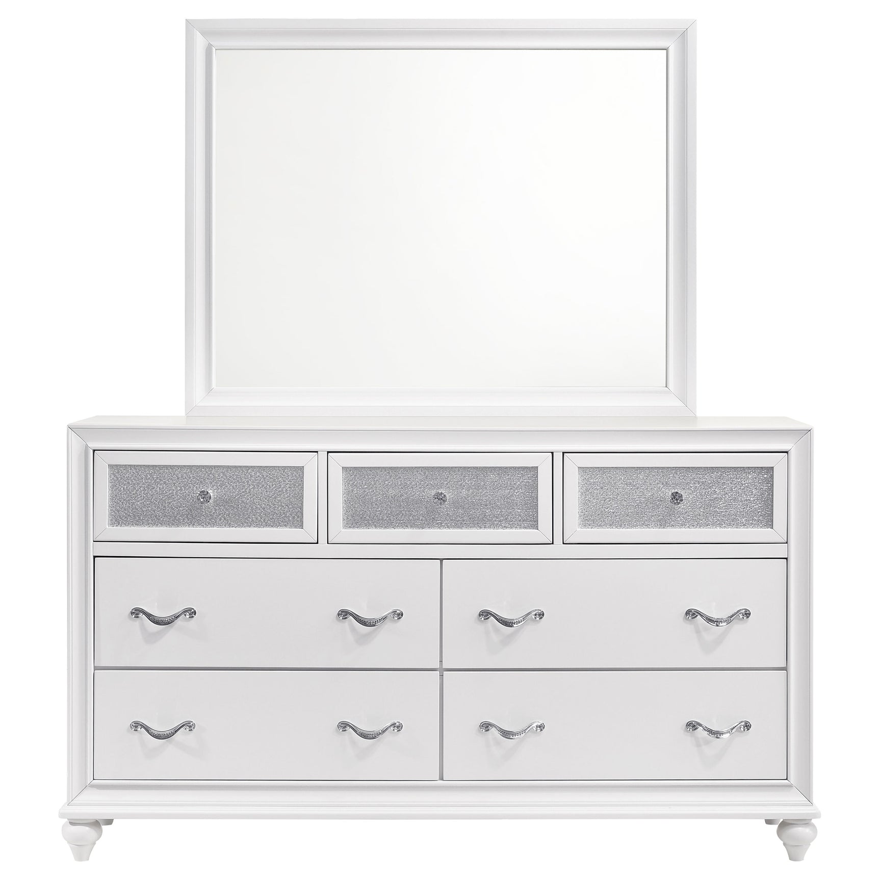 Barzini 7-drawer Dresser with Mirror White - Tampa Furniture Outlet