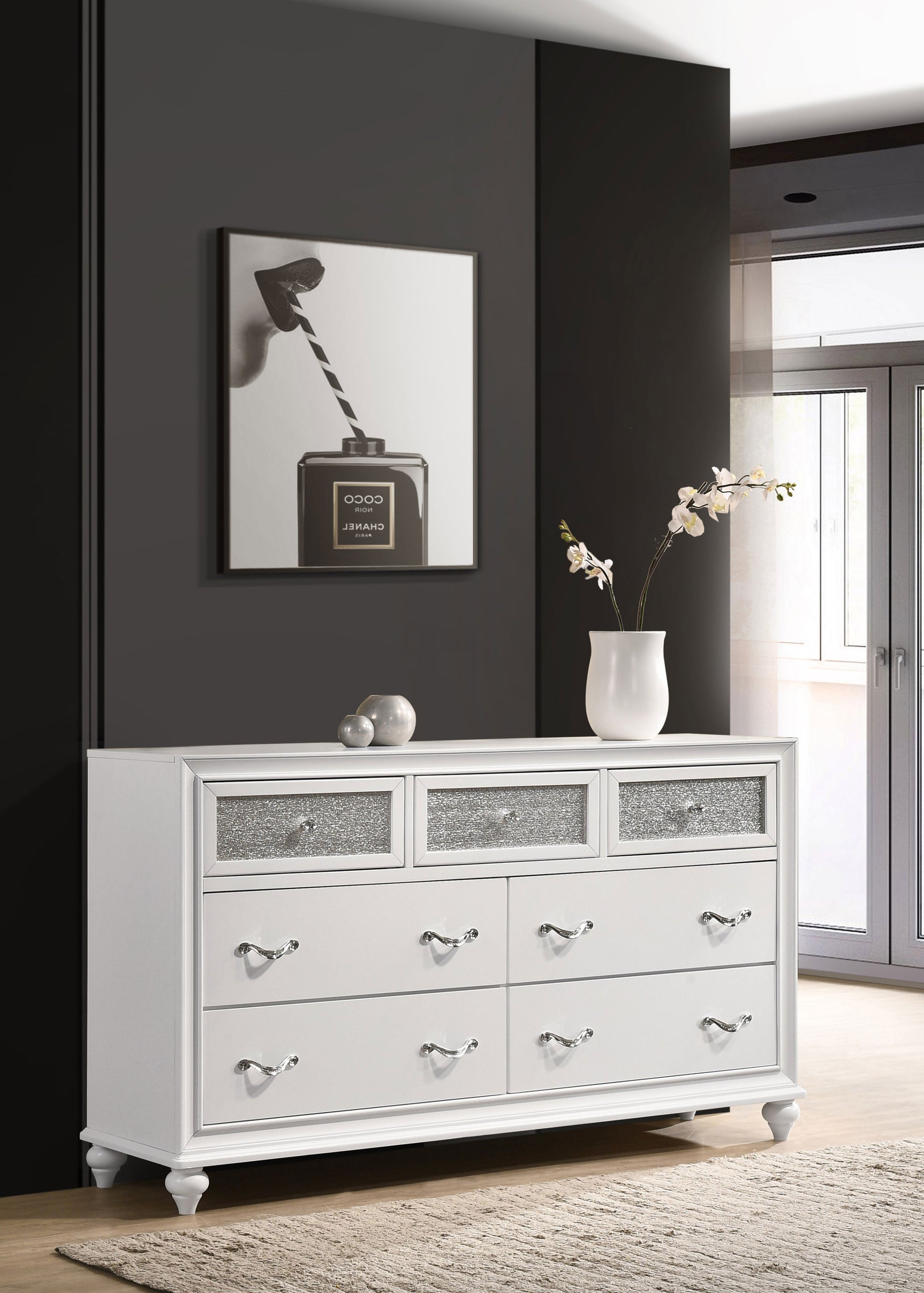 Barzini 7-drawer Dresser White - Tampa Furniture Outlet