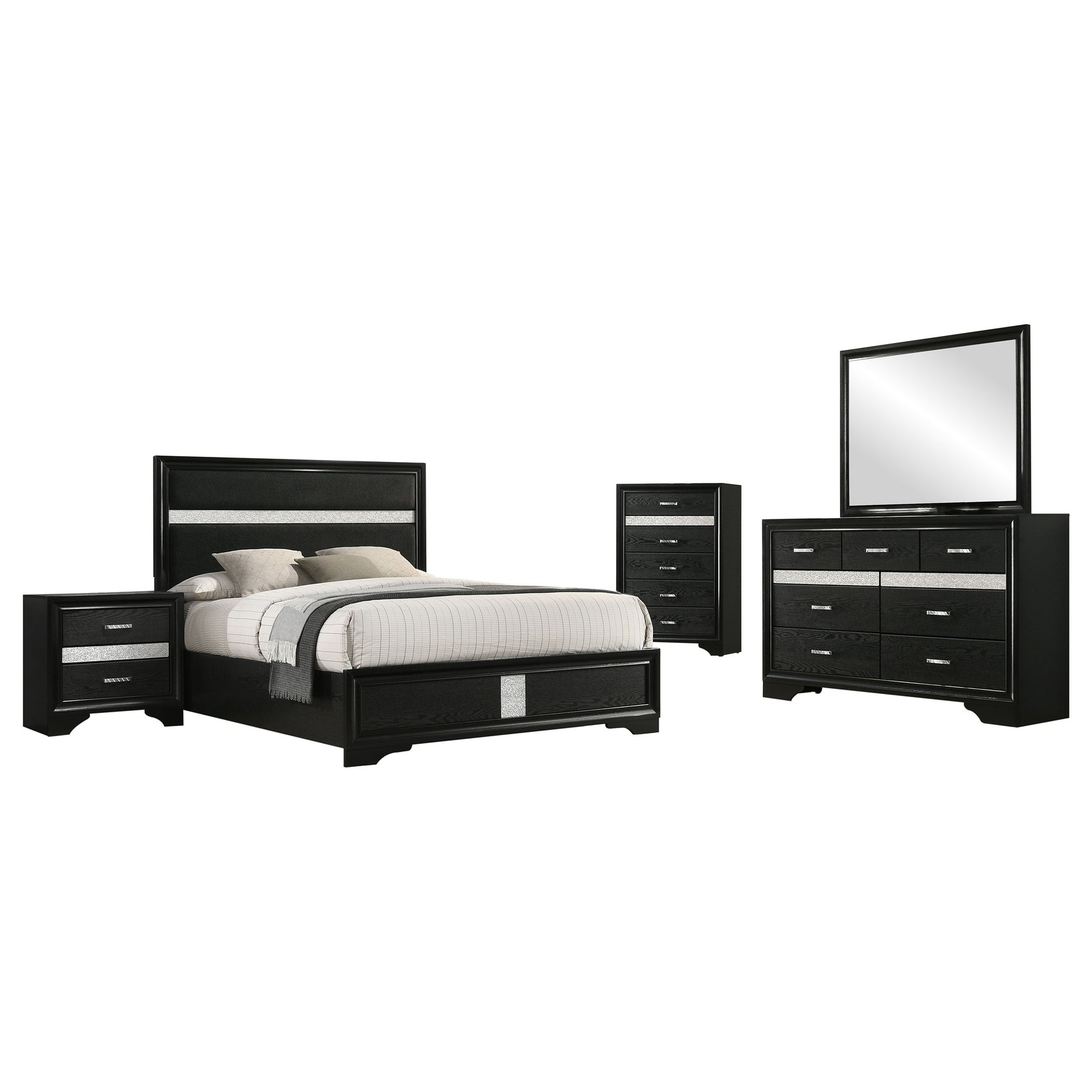 Miranda 5-piece Eastern King Bedroom Set Black - Tampa Furniture Outlet