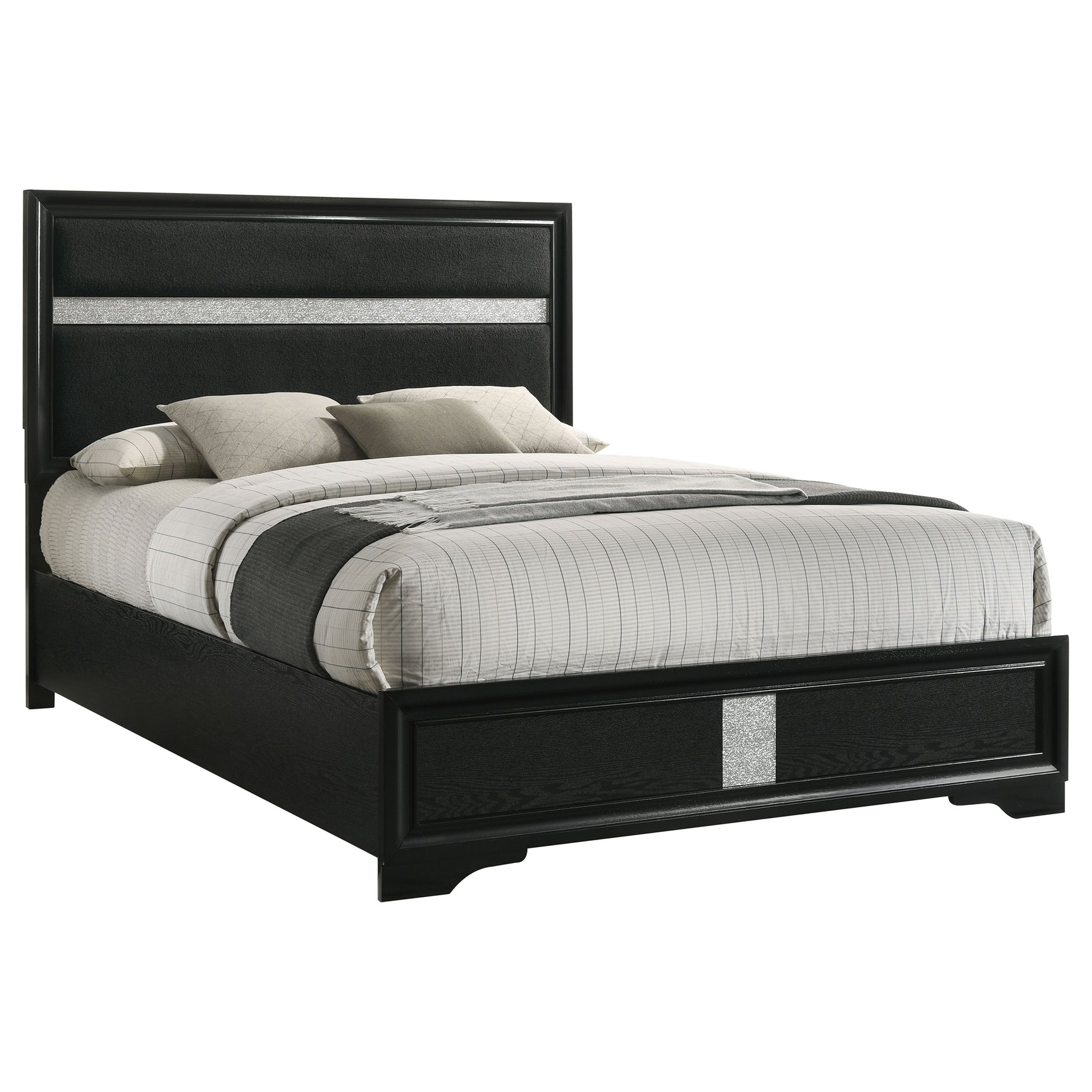 Miranda 54-inch Upholstered California King Panel Bed Black - Tampa Furniture Outlet