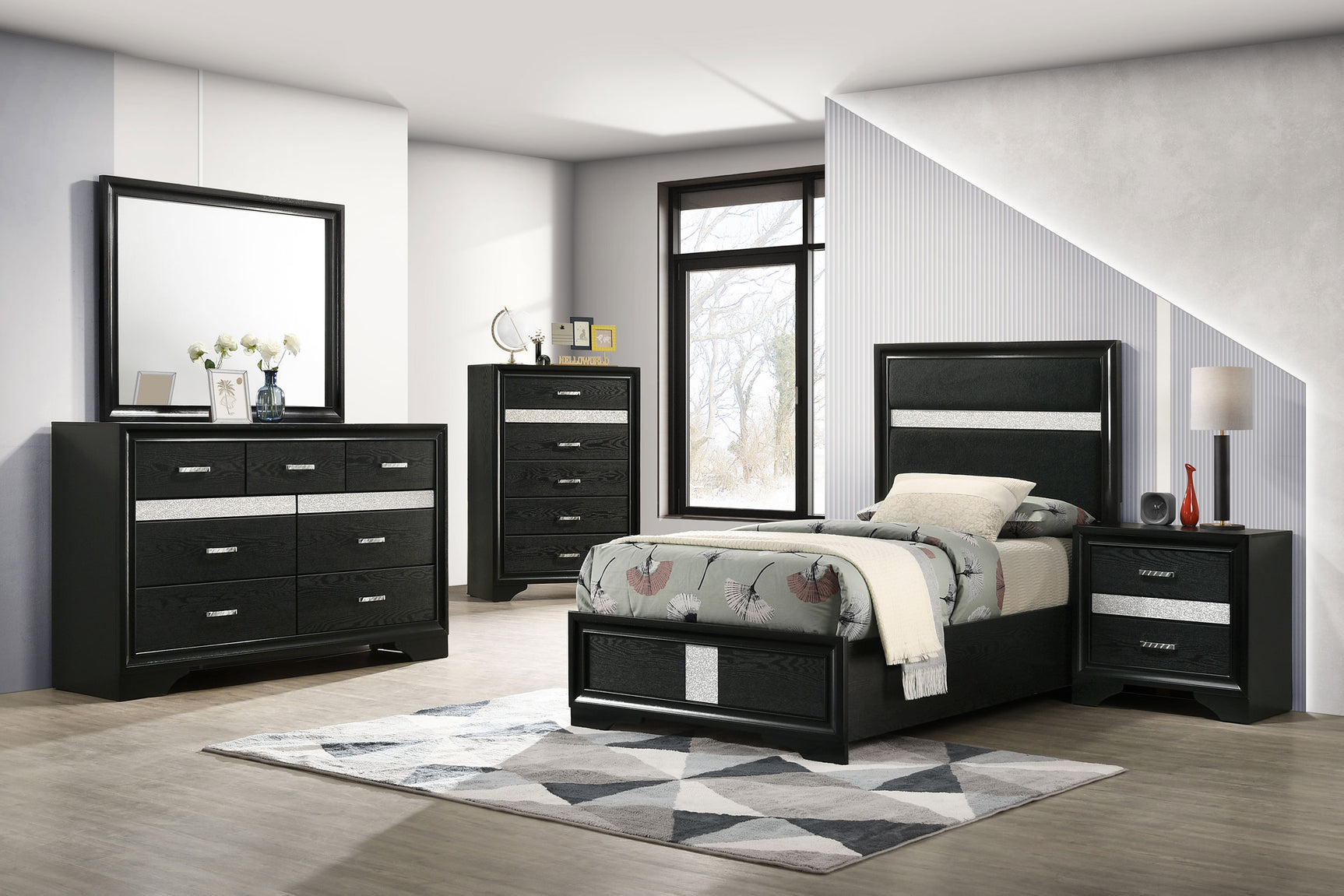 Tampa Furniture Outlet - Coaster - Miranda 5-piece Twin Bedroom Set Black - 206360T-S5