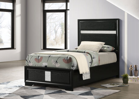 Miranda 54-inch Upholstered Twin Panel Bed Black - Tampa Furniture Outlet