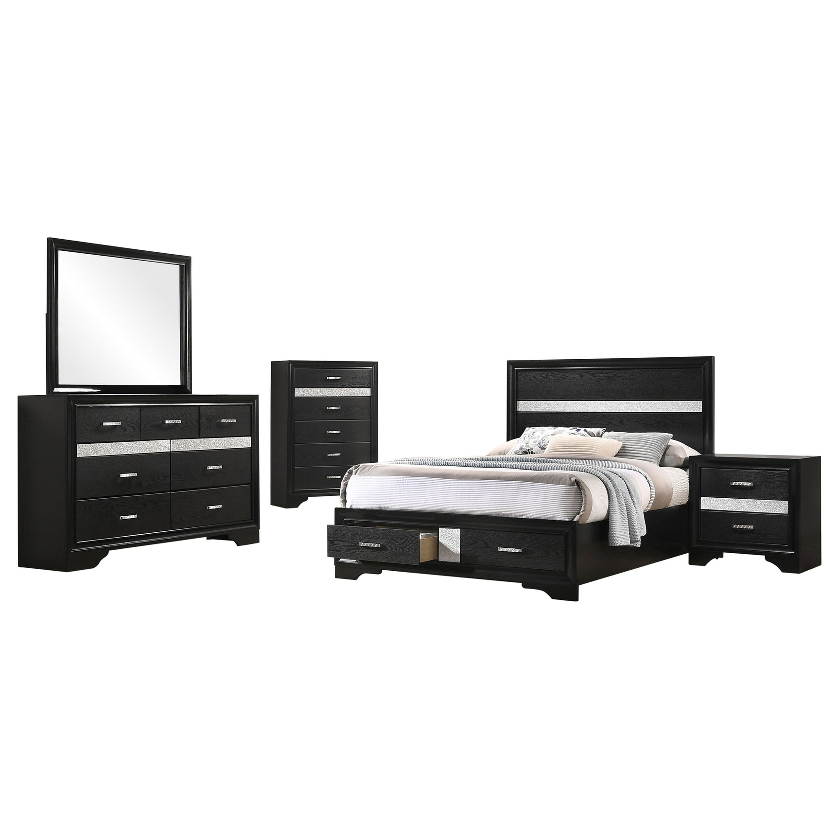 Miranda 5-piece Full Bedroom Set Black - Tampa Furniture Outlet