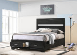 Miranda 51-inch Wood Full Storage Panel Bed Black - Tampa Furniture Outlet