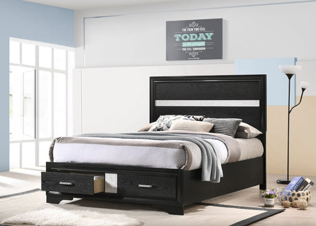 Miranda 51-inch Wood Full Storage Panel Bed Black - Tampa Furniture Outlet