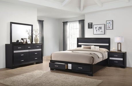 Tampa Furniture Outlet - Coaster - Miranda 4-piece Eastern King Bedroom Set Black - 206361KE-S4