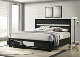 Miranda 51-inch Wood Eastern King Storage Panel Bed Black - Tampa Furniture Outlet