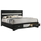 Miranda 51-inch Wood Eastern King Storage Panel Bed Black - Tampa Furniture Outlet