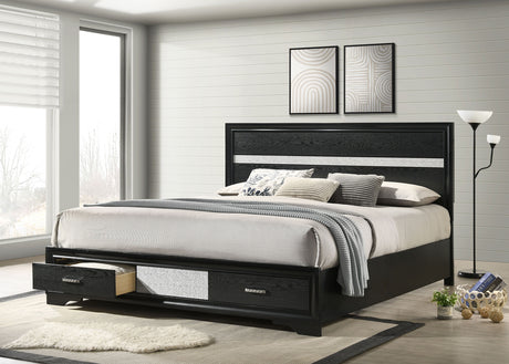 Miranda 51-inch Wood California King Storage Panel Bed Black - Tampa Furniture Outlet