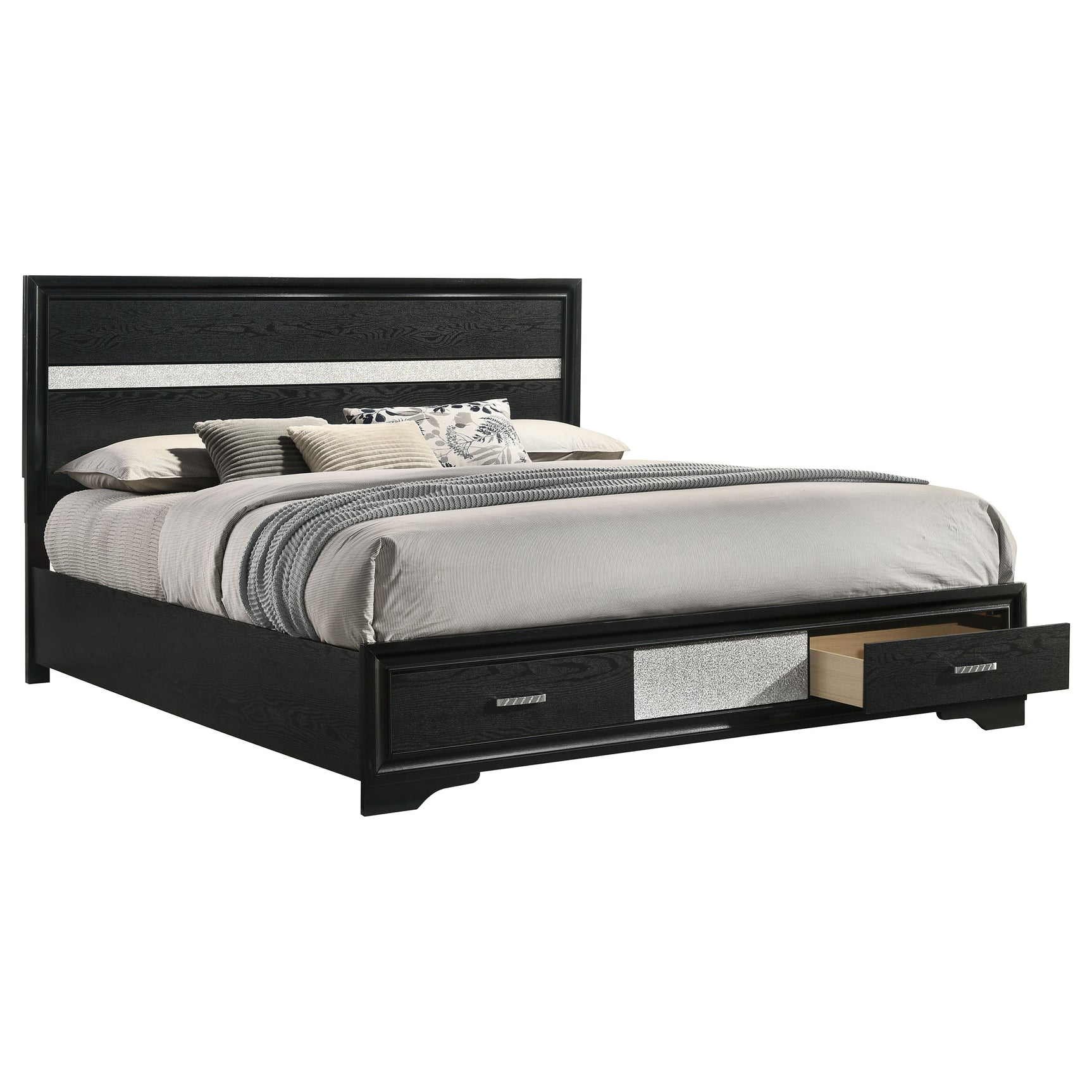 Miranda 51-inch Wood California King Storage Panel Bed Black - Tampa Furniture Outlet