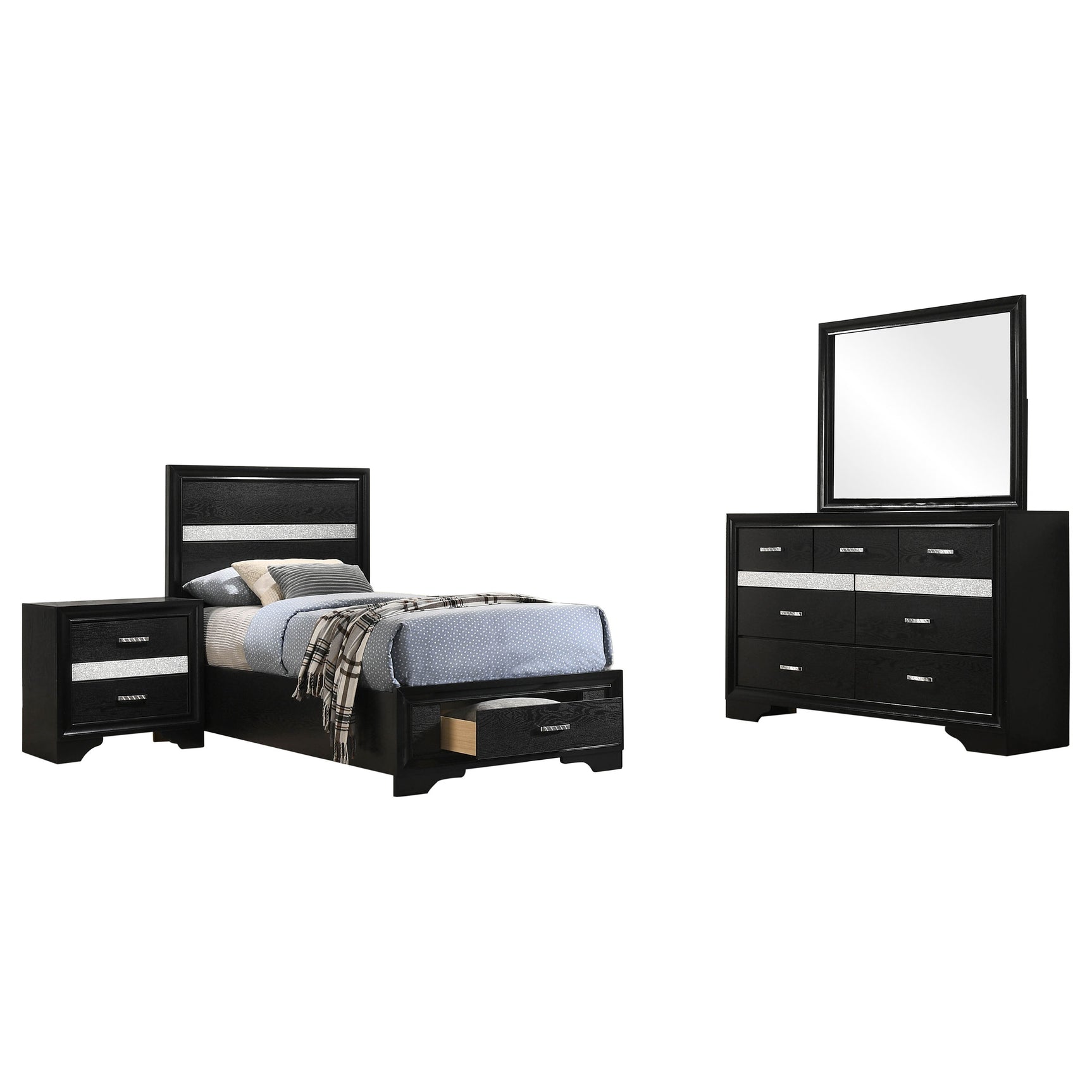 Miranda 4-piece Twin Bedroom Set Black - Tampa Furniture Outlet