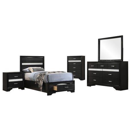 Miranda 5-piece Twin Bedroom Set Black - Tampa Furniture Outlet