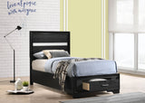 Miranda 51-inch Wood Twin Storage Panel Bed Black - Tampa Furniture Outlet