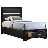 Miranda 51-inch Wood Twin Storage Panel Bed Black - Tampa Furniture Outlet