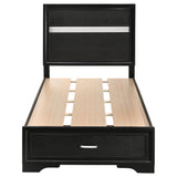 Miranda 51-inch Wood Twin Storage Panel Bed Black - Tampa Furniture Outlet