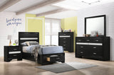 Miranda 51-inch Wood Twin Storage Panel Bed Black - Tampa Furniture Outlet