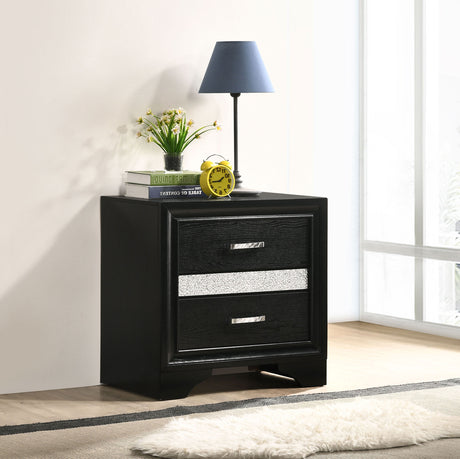 Miranda 3-drawer Nightstand Bedside Table Black - Tampa Furniture Outlet