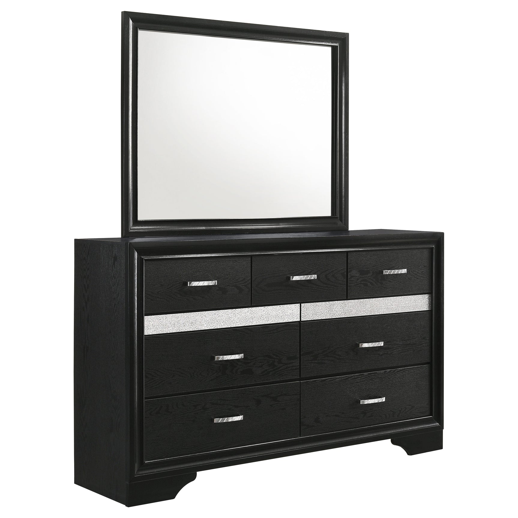 Tampa Furniture Outlet - Coaster - Miranda 7-drawer Dresser with Mirror Black - 206363M