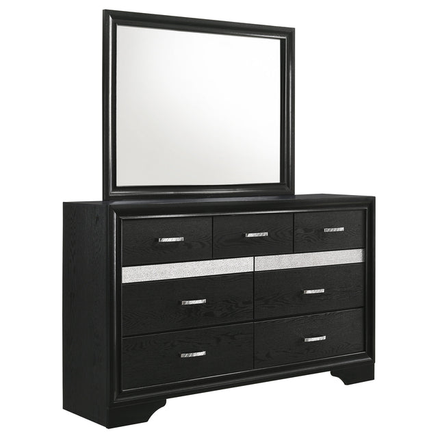 Tampa Furniture Outlet - Coaster - Miranda 7-drawer Dresser with Mirror Black - 206363M