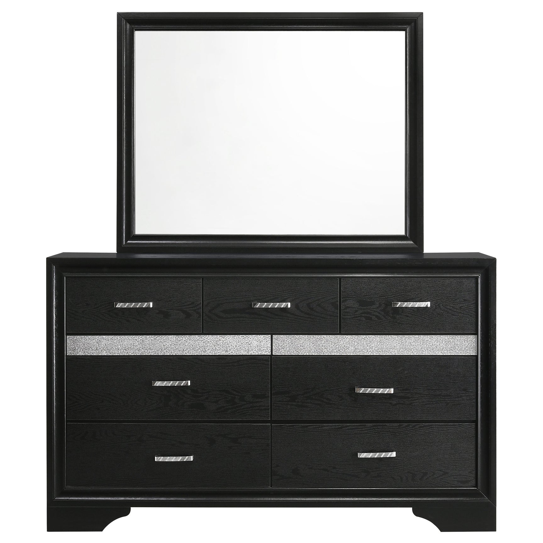 Miranda 7-drawer Dresser with Mirror Black - Tampa Furniture Outlet