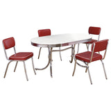 Retro 5-piece Oval Dining Table Set White and Red - Tampa Furniture Outlet