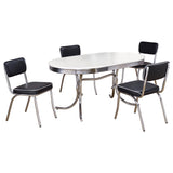 Retro 5-piece Oval Dining Table Set White and Black - Tampa Furniture Outlet