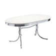 Tampa Furniture Outlet - Coaster - Retro Oval 60-inch Wood Top Dining Table White and Chrome - 2065