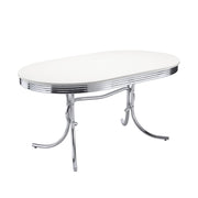 Tampa Furniture Outlet - Coaster - Retro Oval 60-inch Wood Top Dining Table White and Chrome - 2065