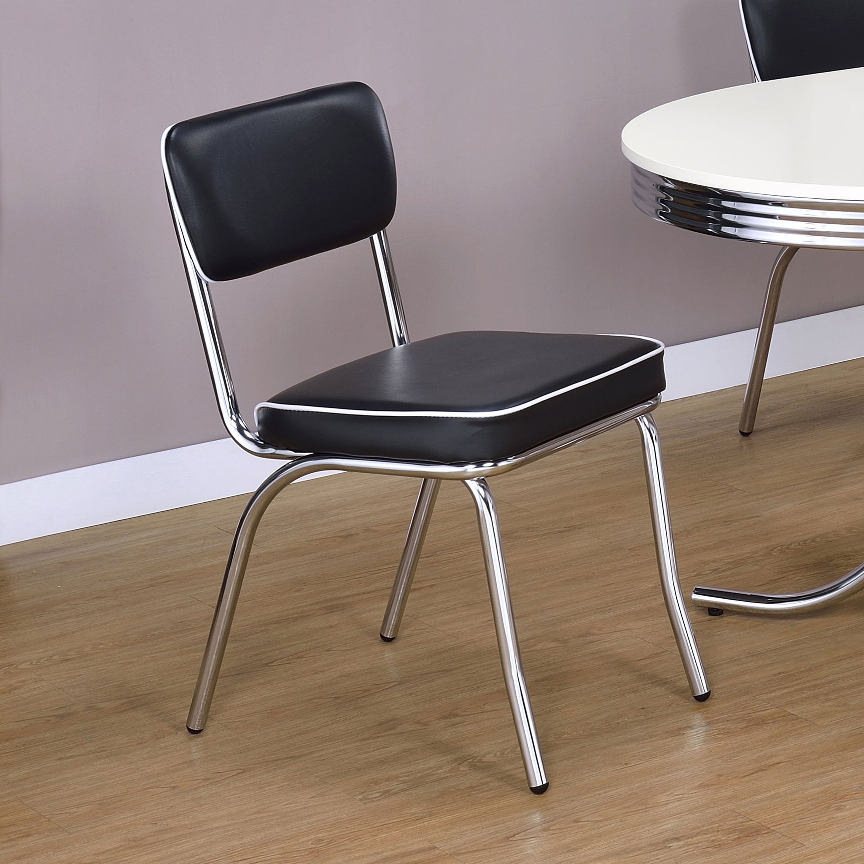 Retro Upholstered Dining Side Chair Black (Set of 2) - Tampa Furniture Outlet