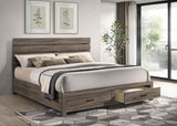 Brantford Wood Eastern King Storage Panel Bed Barrel Oak - Tampa Furniture Outlet