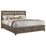 Brantford Wood Eastern King Storage Panel Bed Barrel Oak - Tampa Furniture Outlet