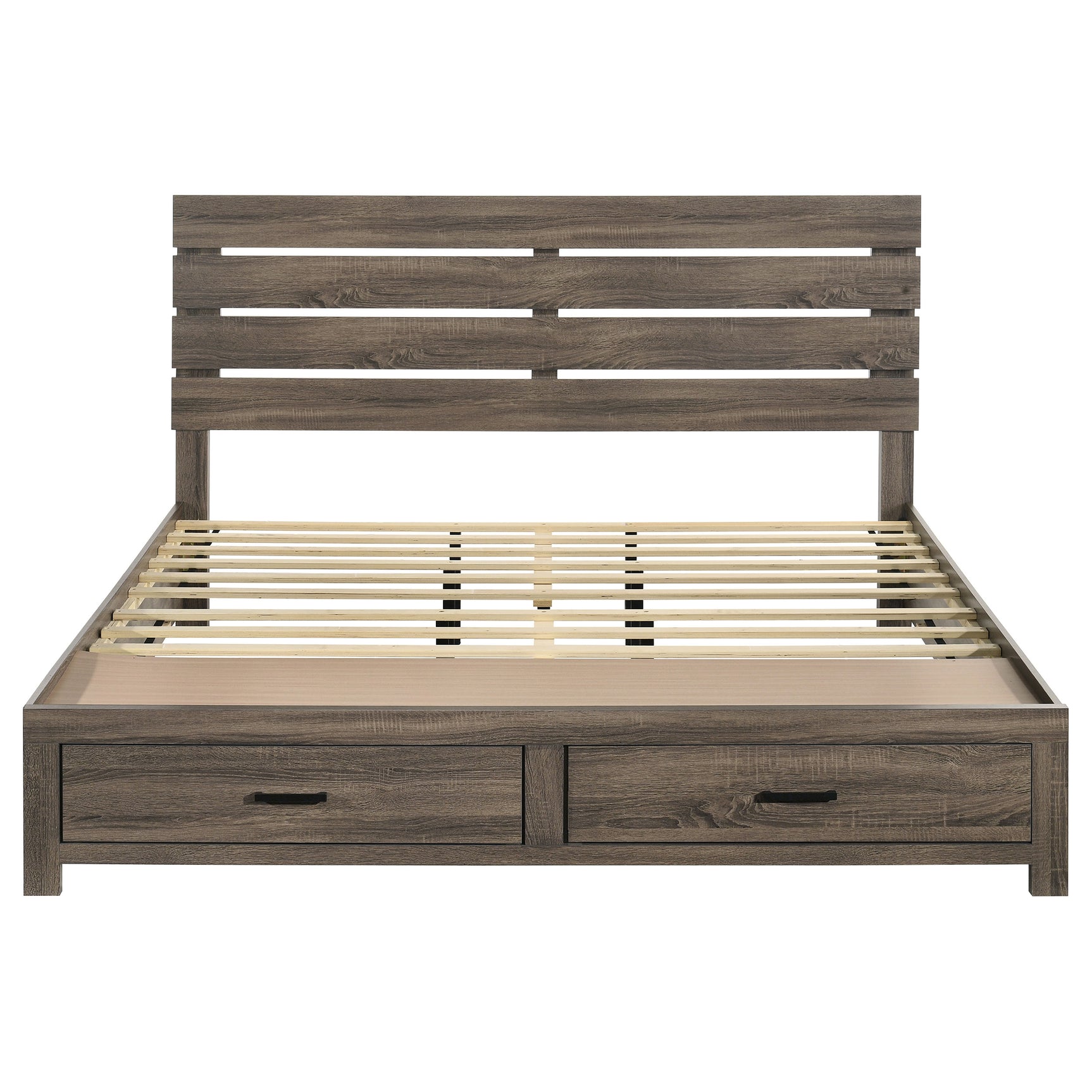 Brantford Wood Eastern King Storage Panel Bed Barrel Oak - Tampa Furniture Outlet