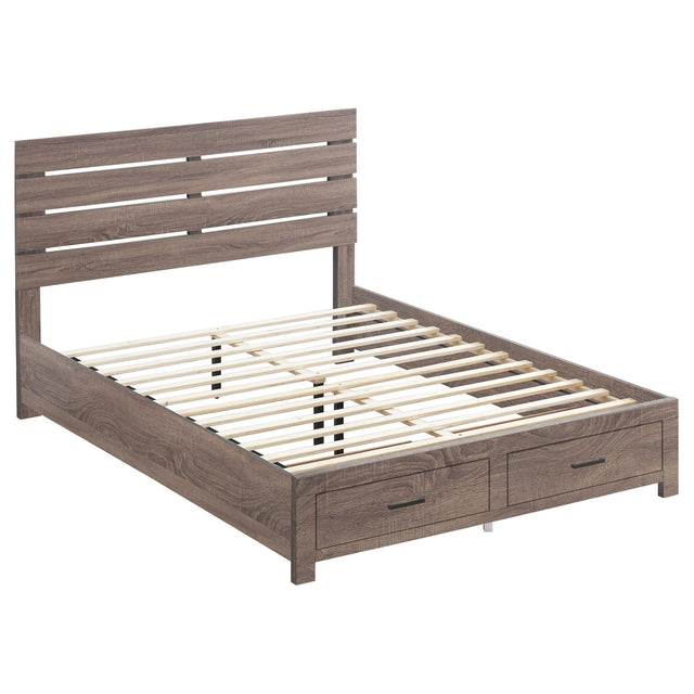 Tampa Furniture Outlet - Coaster - Brantford Wood Queen Storage Panel Bed Barrel Oak - 207040Q