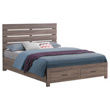 Brantford Wood Queen Storage Panel Bed Barrel Oak - Tampa Furniture Outlet