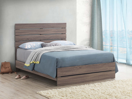Brantford Wood Queen Panel Bed Barrel Oak - Tampa Furniture Outlet