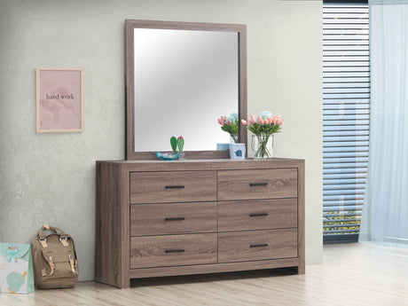 Brantford 6-drawer Dresser with Mirror Barrel Oak - Tampa Furniture Outlet