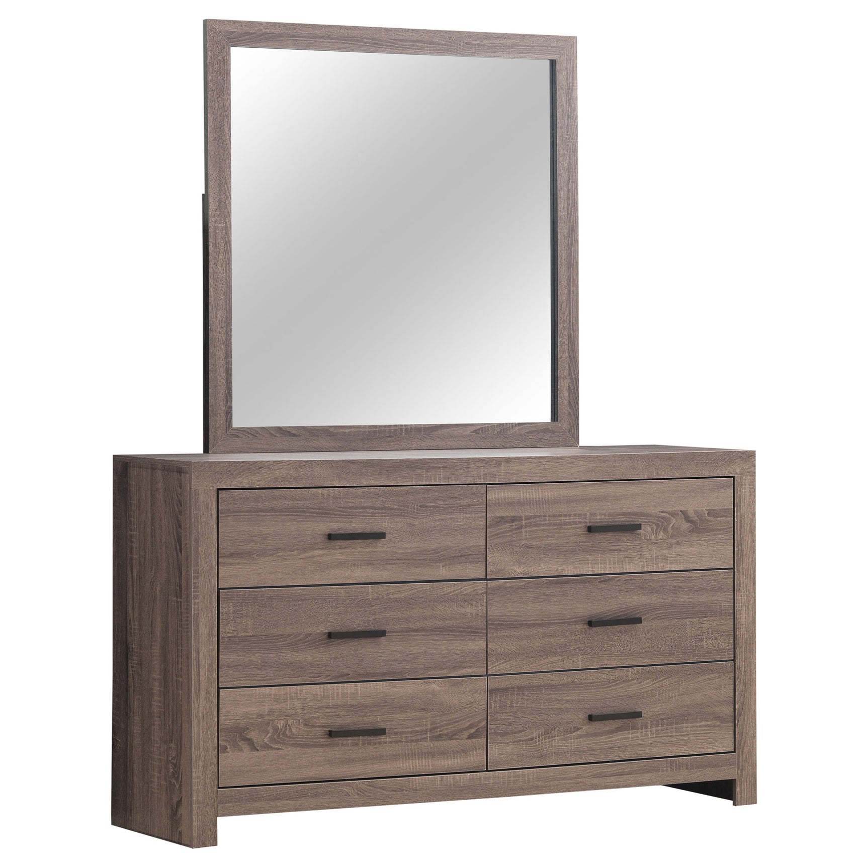 Tampa Furniture Outlet - Coaster - Brantford 6-drawer Dresser with Mirror Barrel Oak - 207043M