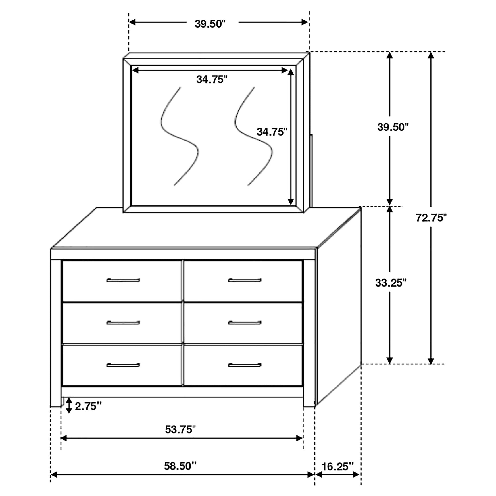 Brantford 6-drawer Dresser with Mirror Barrel Oak - Tampa Furniture Outlet