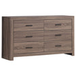 Tampa Furniture Outlet - Coaster - Brantford 6-drawer Dresser Barrel Oak - 207043